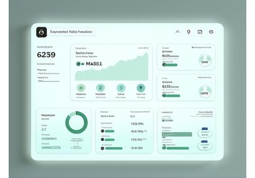 Digital dashboard showing various health metrics, charts, and progress bars