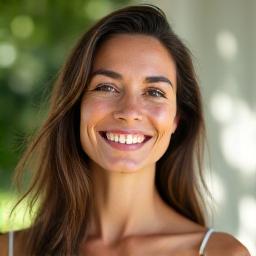 Maria G. smiling, looking vibrant and relaxed